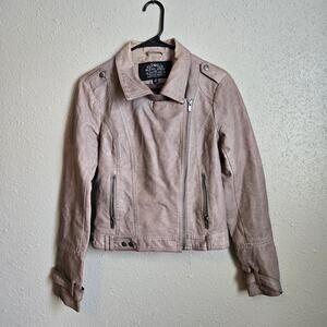 Blanc‎ Noir Faux Leather Moto Jacket in Tan Women's Size Medium